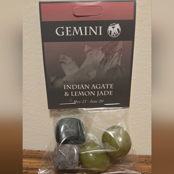 Other - Gemini Zodiac Indian Agate & Lemon Jade Set